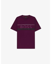 BOSS - Brand-Print Short-Sleeve Cotton T-Shirt - Lyst