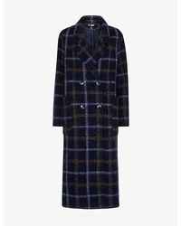 Whistles - Double-breasted Check Wool-blend Coat - Lyst