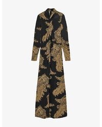 AllSaints - Mina Graphic-Print Stretch-Jersey Maxi Dress - Lyst