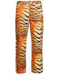 House Of Sunny - Bolan Jessie Tiger-print Straight-leg High-rise Cotton-twill Jeans - Lyst