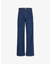 Gucci - Embroidered Brand-Patch Wide-Leg High-Rise Denim Jeans - Lyst