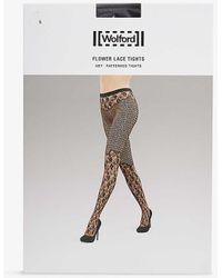 Wolford - Floral-lace High-rise Stretch-woven Tights - Lyst