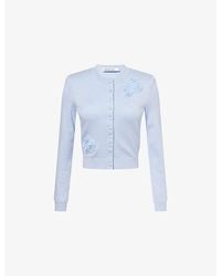 Self-Portrait - Flower-Knit Woven Cardigan - Lyst