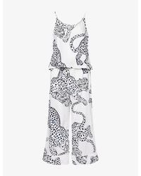 Desmond & Dempsey - Jaguar-Print Cami & Wide-Leg Cotton Pyjama Set - Lyst