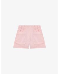 Maje - Brand-Embroidered Elasticated-Waist Cotton Shorts - Lyst