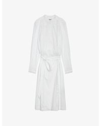 Zadig & Voltaire - Ritchil Ruffle-panel Long-sleeve Cotton Midi Dress - Lyst