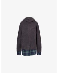 Acne Studios - Contrast-Check-Print Relaxed-Fit Wool-Blend Hoodie - Lyst