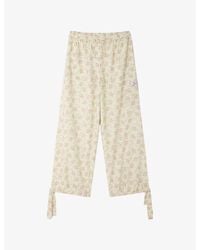 Sandro - Floral Wide-Leg Cotton Trousers - Lyst