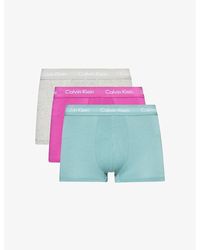 Calvin Klein - Branded-waistband Low-rise Pack Of Three Stretch-cotton Trunks - Lyst