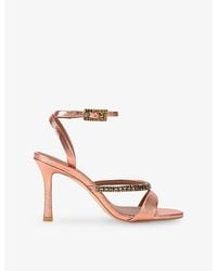 Kurt Geiger - Crystal Strap Leather Heeled Sandals - Lyst