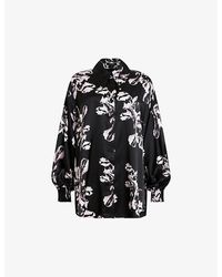 AllSaints - Monica Charli Graphic-Print Relaxed-Fit Silk-Blend Shirt - Lyst