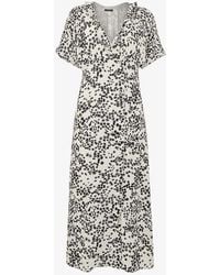Whistles - Dandelion Floral-print Short-sleeve Woven Midi Dress - Lyst