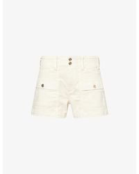 PAIGE - Olivia High-Rise Cargo Denim Shorts - Lyst