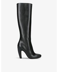 Bottega Veneta - Canalazzo Closed-Toe Leather Heeled Boots - Lyst