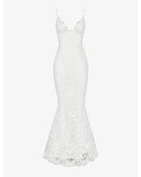 House Of Cb - Solene Scallop-trim Floral-lace Bridal Gown - Lyst
