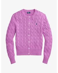 Polo Ralph Lauren - Brand-Embroidered Cable-Knitted Cotton Cardigan - Lyst