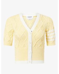Thom Browne - V-Neck Cable-Knit Cotton Cardigan - Lyst