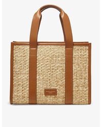 Aspinal of London - Henley Small Raffia And Leather Tote Bag - Lyst