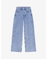 Maje - Rhinestone-embellished Wide-leg Denim Jeans - Lyst