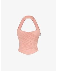 House Of Cb - Hallie Strapless Stretch-Woven Corset With Neck Scarf - Lyst