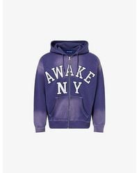 AWAKE NY - Logo-Embroidery Faded Zip-Through Cotton-Jersey Hoody - Lyst