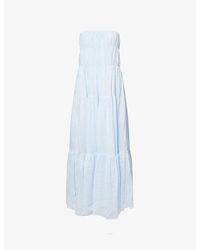 Dissh - Artie Strapless Tiered Ramie Midi Dress - Lyst