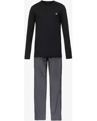 Emporio Armani - Brand-print Cotton Pyjama Set X - Lyst
