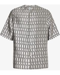 Etro - Abstract-pattern V-neck Relaxed-fit Silk-blend Shirt - Lyst