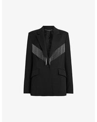 AllSaints - Franky Chain-embellished Relaxed-fit Stretch Recycled-polyester Blazer - Lyst