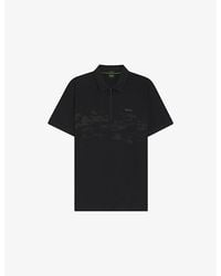 BOSS - Abstract-Print Zipped Cotton-Blend Polo Shirt - Lyst