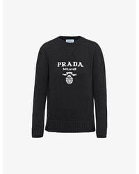Prada - Logo-intarsia Cashmere And Wool-blend Sweater - Lyst