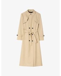 Sandro - Belted-Waist Double-Breasted Stretch-Woven Trench - Lyst