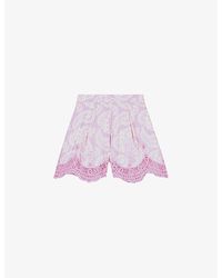 Maje - Scalloped-hem Paisley-print Woven Shorts - Lyst