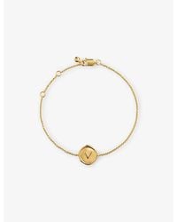Monica Vinader - Initial V Stamp 18Ct Vermeil Chain Bracelet - Lyst