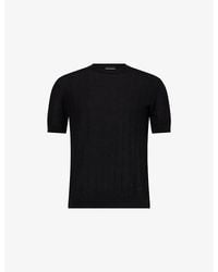 Emporio Armani - Textured Short-Sleeves Cotton-Knit T-Shirt - Lyst