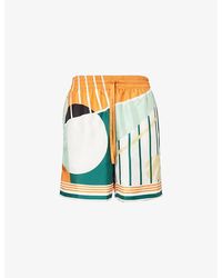 Casablancabrand - Court Abstract-print Silk Shorts X - Lyst