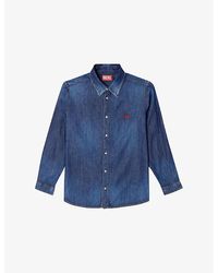 DIESEL - D-Simply Logo-Embroidered Denim Shirt - Lyst