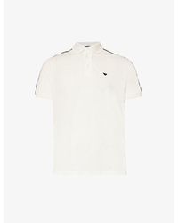 Emporio Armani - Contrast-trim Brand-embroidered Cotton-piqué Polo Shirt X - Lyst