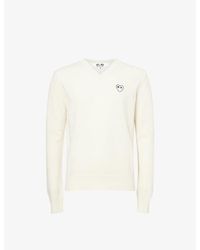 COMME DES GARÇONS PLAY - Heart-Embroidered Knitted Wool Jumper - Lyst