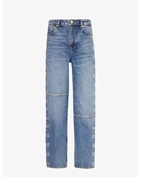 Ganni - Wide-leg High-rise Organic-denim Jeans - Lyst