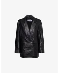 Reformation - Veda Dalia Double-breasted Leather Blazer X - Lyst