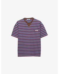 Prada - Oversized Striped Cotton-Jersey T-Shirt - Lyst