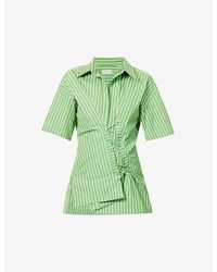 Dries Van Noten - Cinched-waist Striped Cotton-poplin Shirt - Lyst