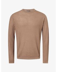 Emporio Armani - Geometric-Knit Wool-Blend Jumper - Lyst