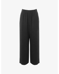 Whistles - Stitch-Embroidered Elasticated-Waist Crepe Trousers - Lyst