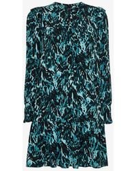 Whistles - Animal-print Ruffled Woven Mini Dress - Lyst