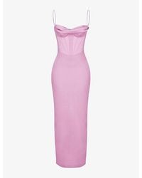 House Of Cb - Charmaine Corset Satin Maxi Dress - Lyst