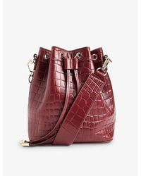 Whistles - Giulia Croc-Embossed Leather Bucket Bag - Lyst