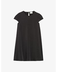 Claudie Pierlot - Round-neck Short-sleeved Satin Mini Dress 1 - Lyst