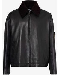 Loewe - Shearling-lining Boxy-fit Leather Bomber Jacket - Lyst